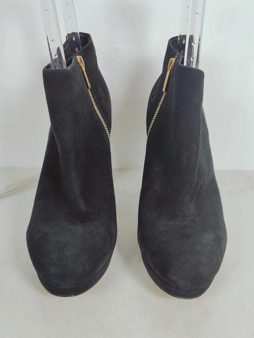 MICHAEL Michael Kors Haven Black Suede Platform Ankle Boots Booties, 10